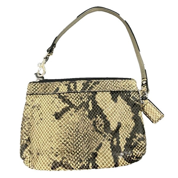 Coach Wallet Embossed Brown Python Snakeskin Medium Wristlet - Picture 3 of 11